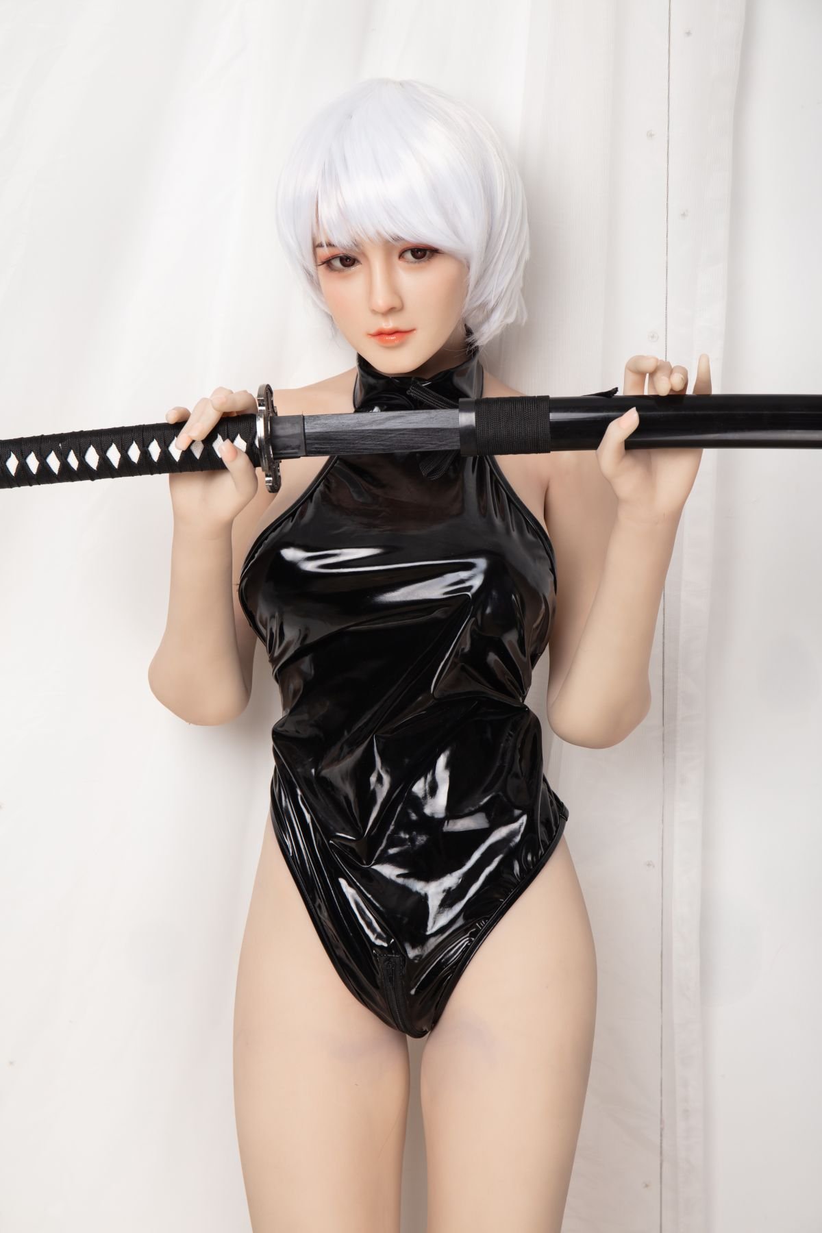 Asuka - Boneca sexual realista asiática de 160 cm com cabelo branco e estilo anime, com cabeça de silicone e corpo de TPE