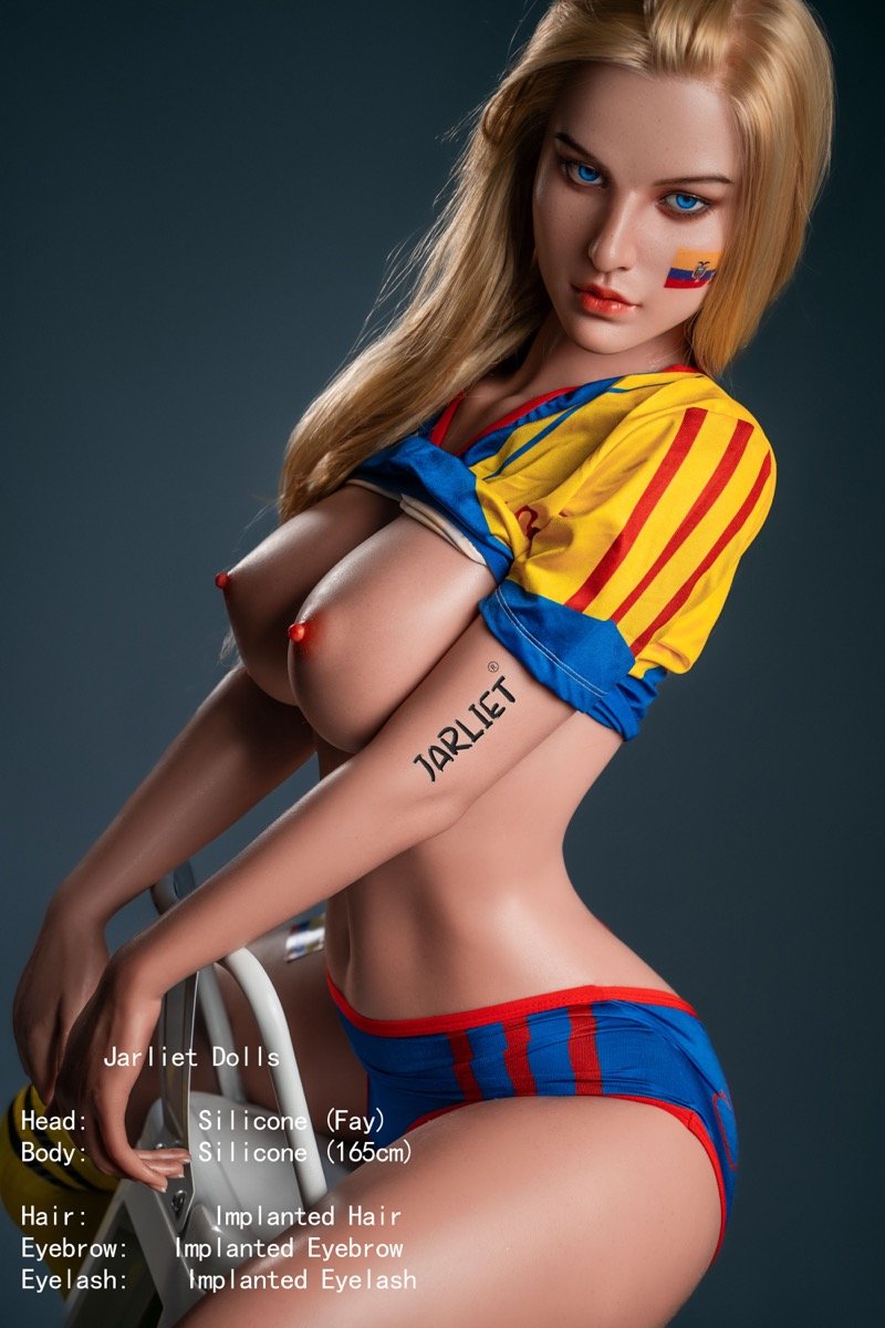 Fay - Boneca ocidental de silicone completo, loira de olhos azuis, 165 cm (5,4 pés)