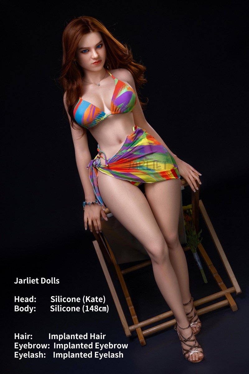 Kate - Boneca sexual europeia caucasiana ultrarealista de silicone completo, 148 cm