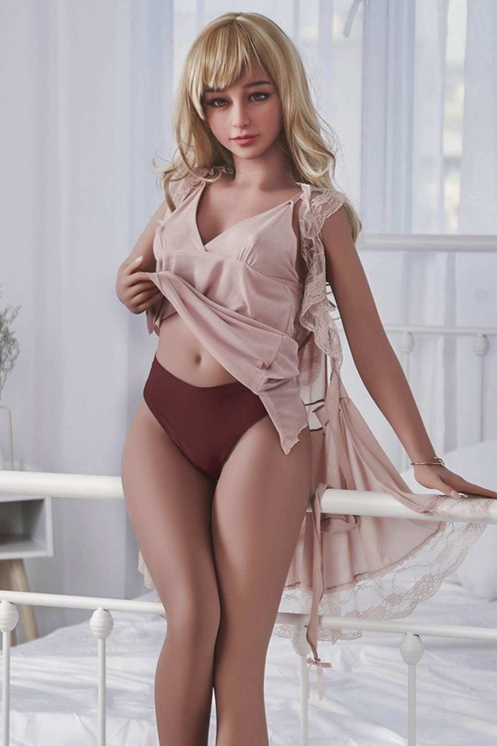 Mendonça - Boneca sexual loira para homens, 155 cm (5,0 pés), boneca de amor realista