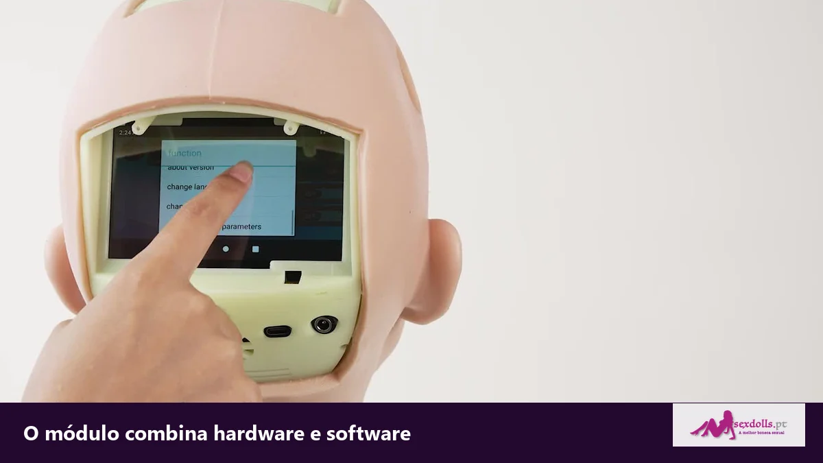 Interface eletrónica no interior de uma cabeça de boneca com IA